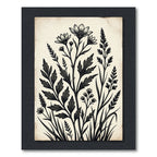 Vintage Black Botanical Floral Arrangement Rug