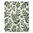 Elegant Olive Green Botanical Jasmine Rug