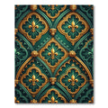 Emerald Gold Gothic Fleur-de-lis Lattice Rug