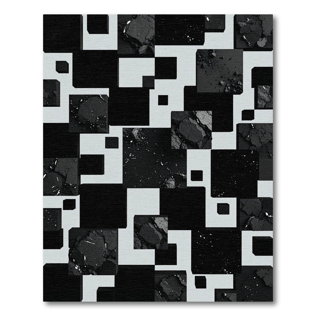 Monochrome Abstract Squared Geometric Art Rug