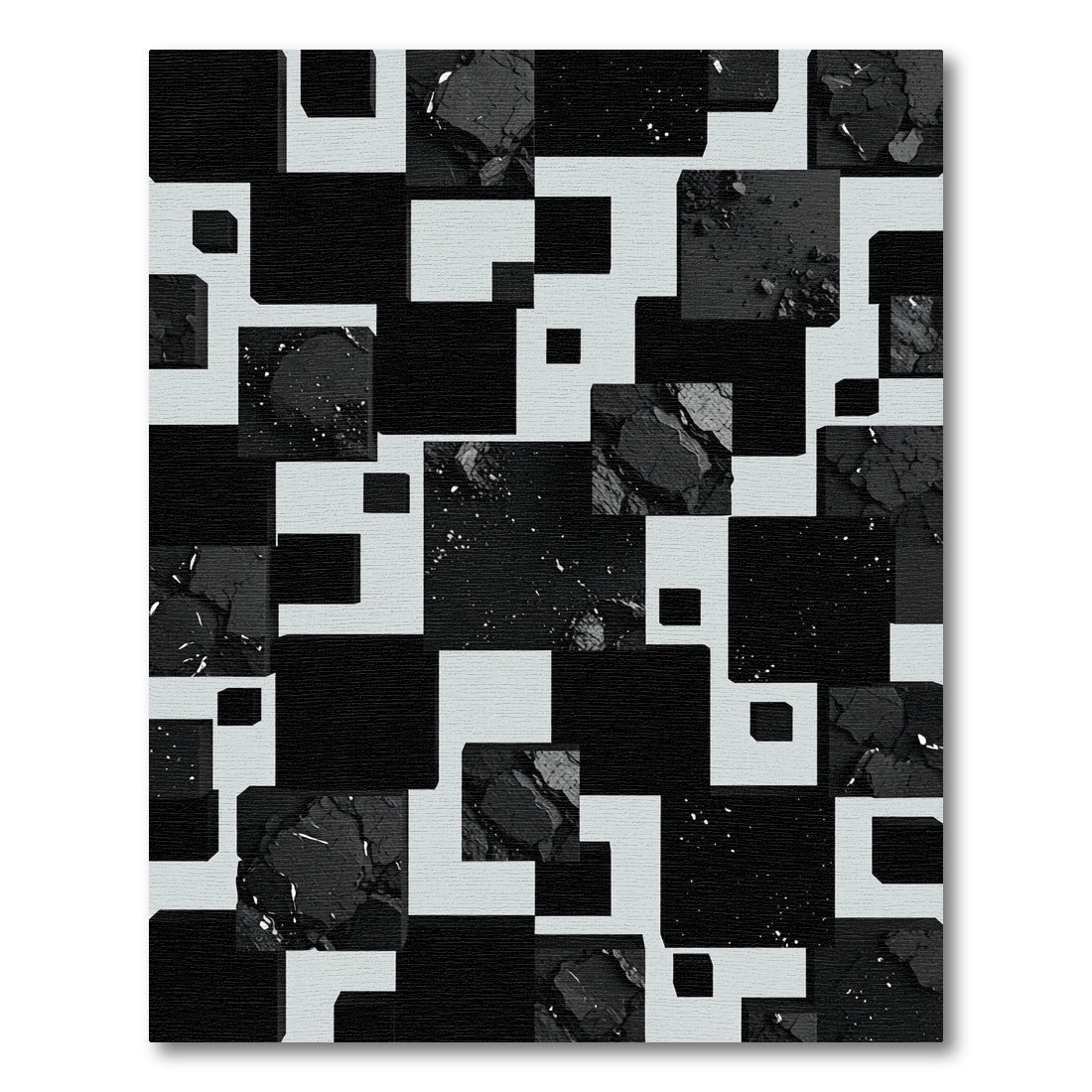 Monochrome Abstract Squared Geometric Art Rug