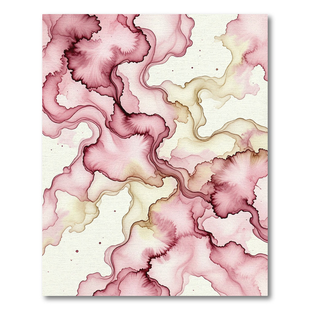 Crimson And Gold Swirling Ink Rug