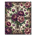 Elegant Purple Peony Floral Damask Rug