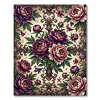 Elegant Purple Peony Floral Damask Rug