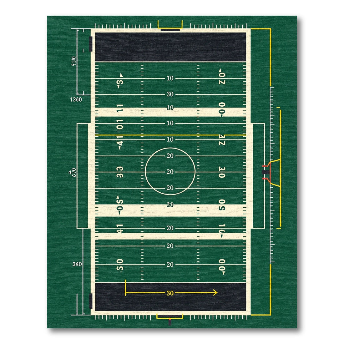 Gridiron Field Line Grass Green Rug