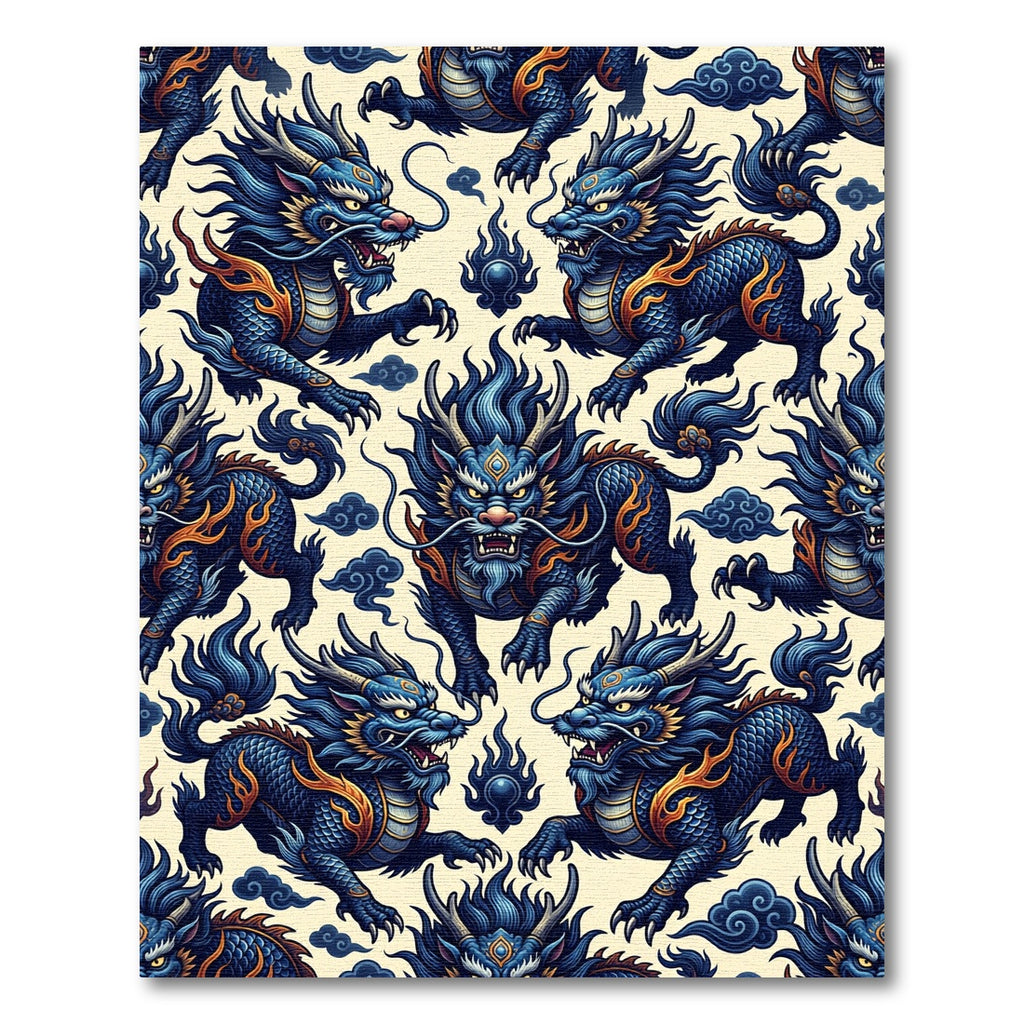 Celestial Blue Dragon Mythical Creature Rug