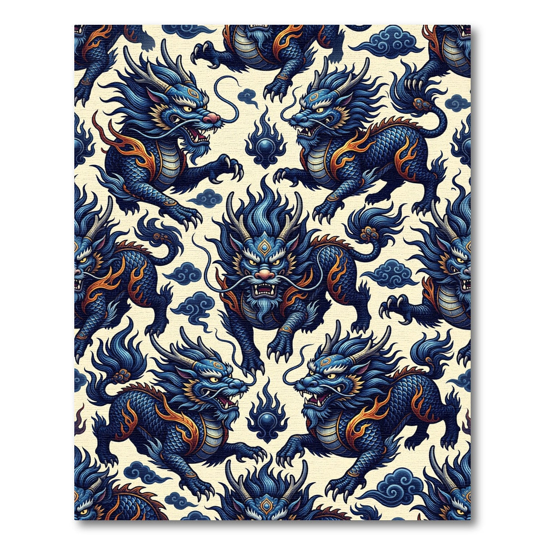 Celestial Blue Dragon Mythical Creature Rug