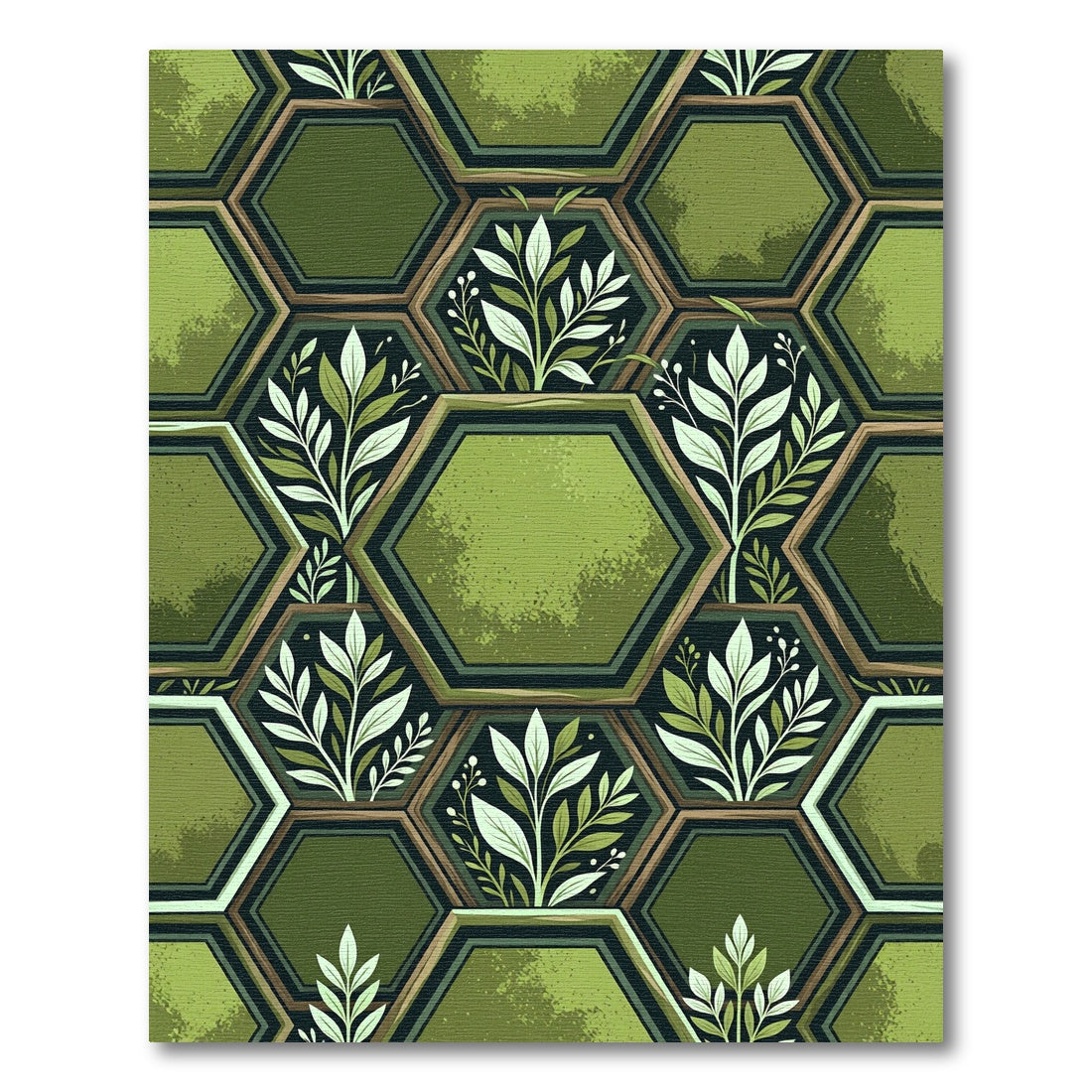 Botanical Sage Hexagon Leaf Trellis Rug