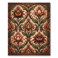 Ornate Terracotta Floral Damask Rug