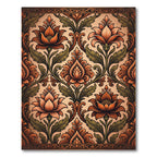 Ornate Terracotta Floral Damask Rug