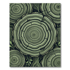 Green Wood Grain Rings Pattern Rug