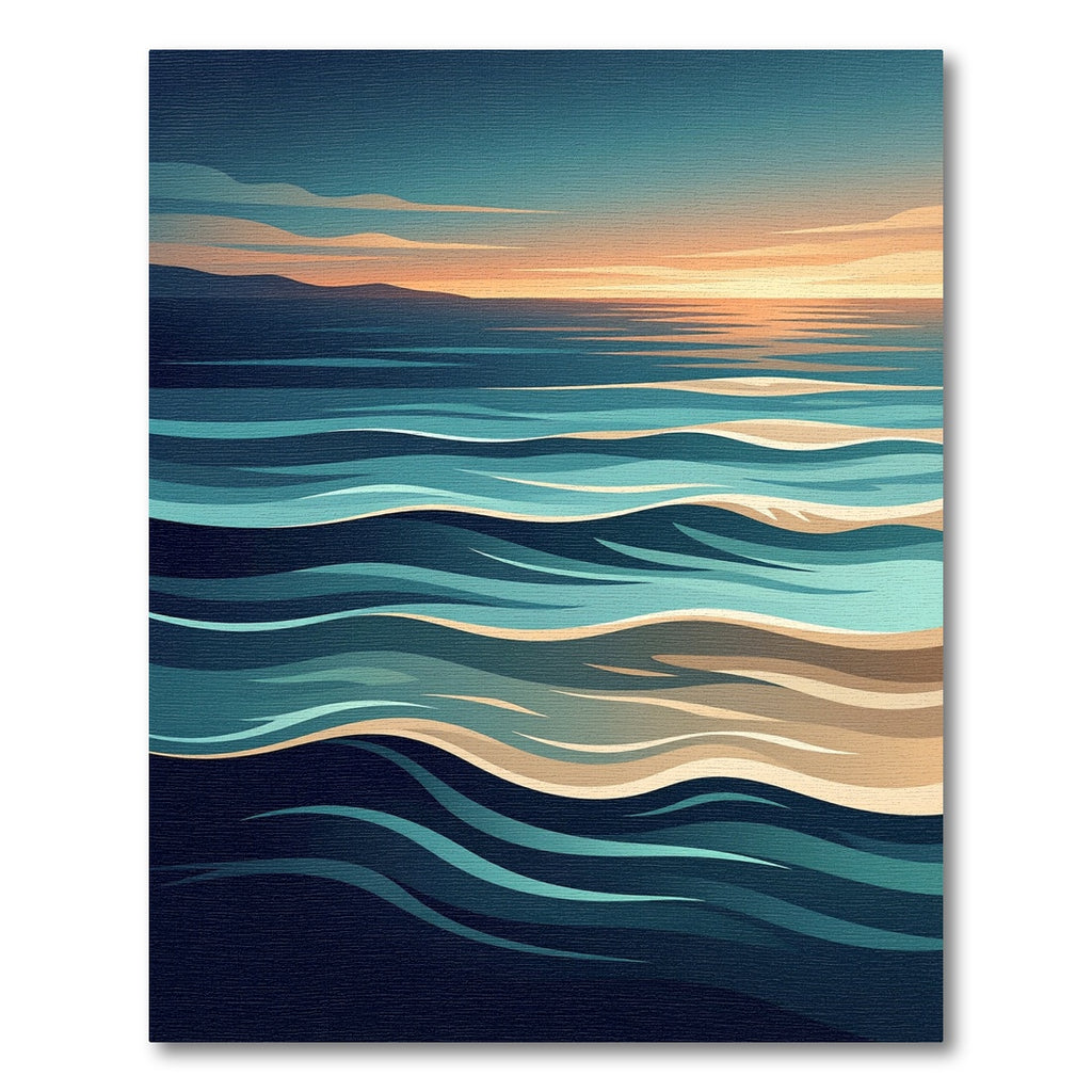 Minimalist Sunset Horizon Ocean Wave Rug