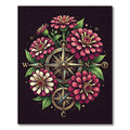 Vintage Floral Compass Nautical Art Rug