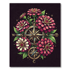 Vintage Floral Compass Nautical Art Rug