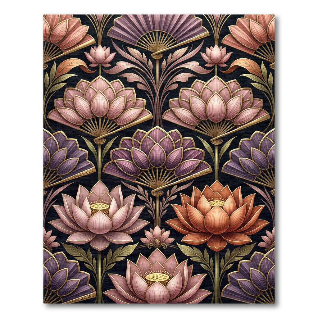 Art Nouveau Lotus Fan Arrangement Rug