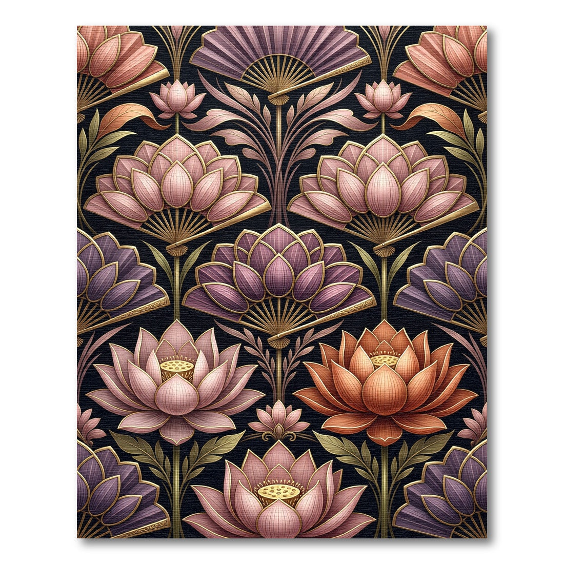 Art Nouveau Lotus Fan Arrangement Rug