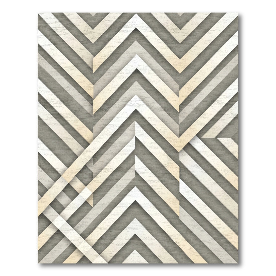Modern Beige Cream Chevron Geometric Rug