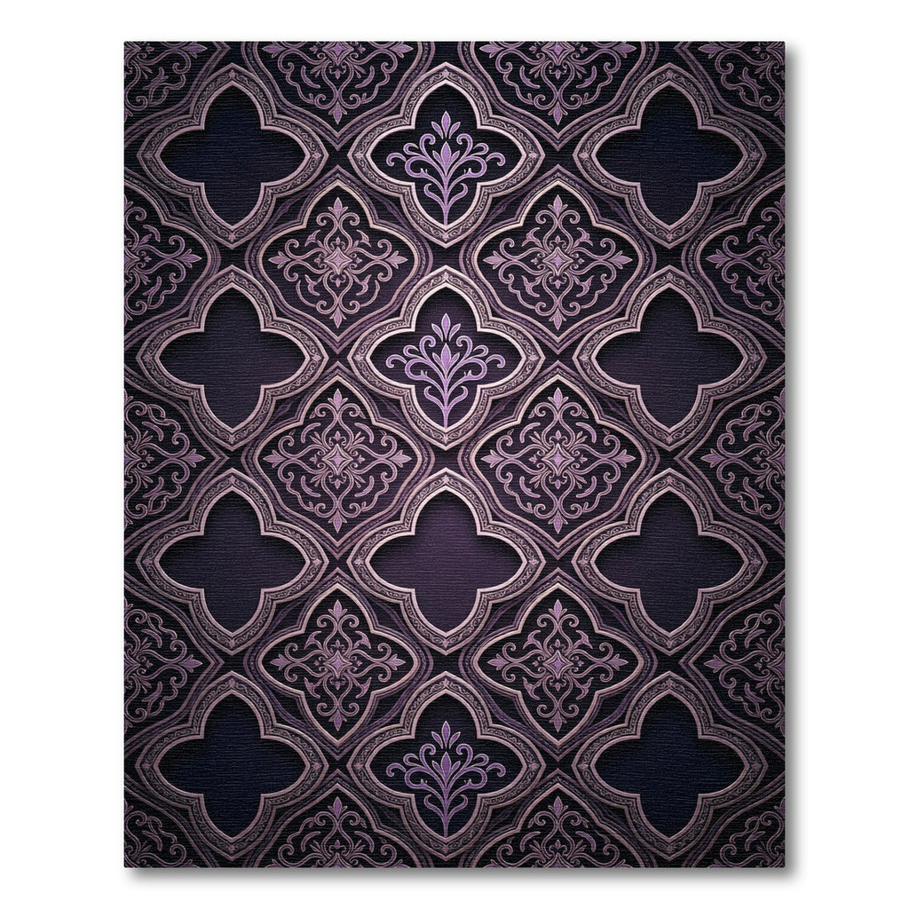 Deep Plum Arabesque Floral Medallion Rug