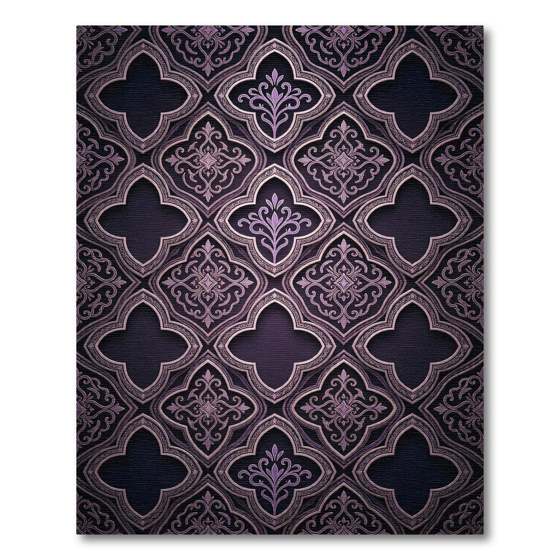 Deep Plum Arabesque Floral Medallion Rug