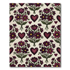 Deep Plum Floral Heart Bouquet Rug