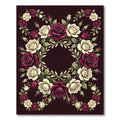Maroon Cream Rose Wreath Arrangement Rug