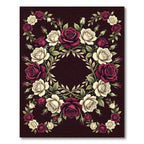 Maroon Cream Rose Wreath Arrangement Rug