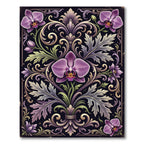 Orchid Floral Scrollwork Purple Gold Rug