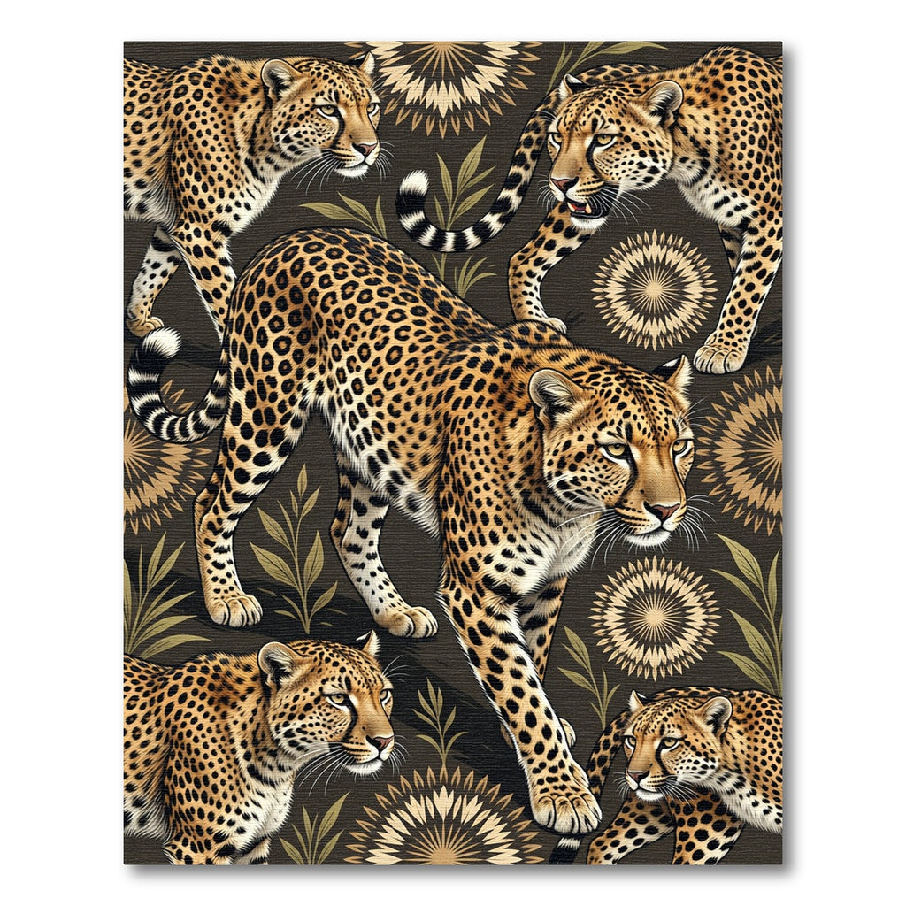Exotic Leopard Jungle Art Dark Brown Rug