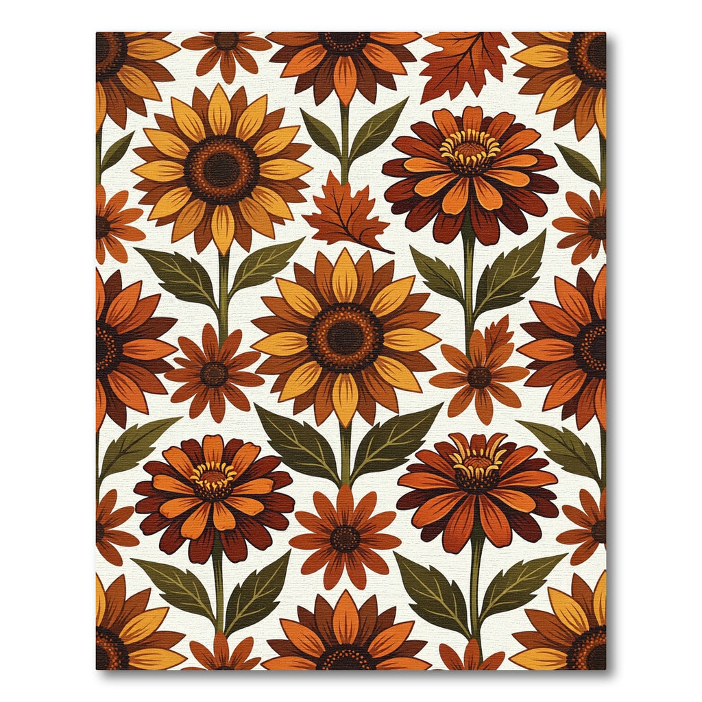 Warm Amber Floral Sunflower Collage Rug