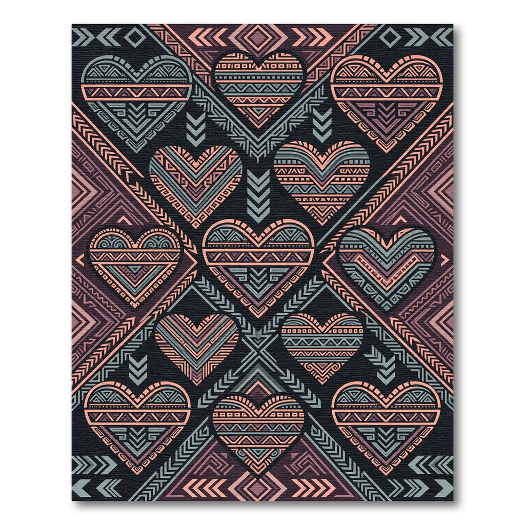 Geometric Heart Tribal Boho Tapestry Rug