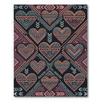 Geometric Heart Tribal Boho Tapestry Rug