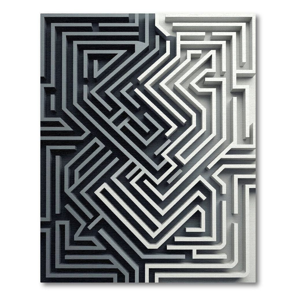 Monochromatic Geometric Labyrinth Abstract Rug
