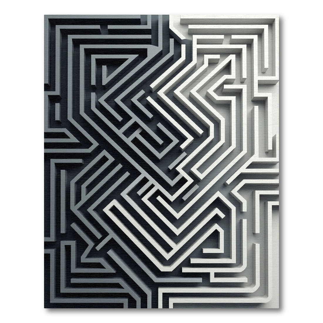 Monochromatic Geometric Labyrinth Abstract Rug