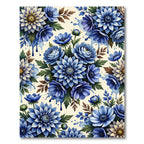 Vibrant Blue Floral Splash Arrangement Rug
