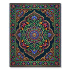 Intricate Floral Medallion Gold Border Rug