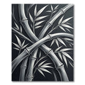 Silver Bamboo Stalks Branching Leaves Rug