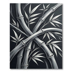 Silver Bamboo Stalks Branching Leaves Rug