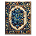 Ornate Indigo Azure Floral Medallion Rug