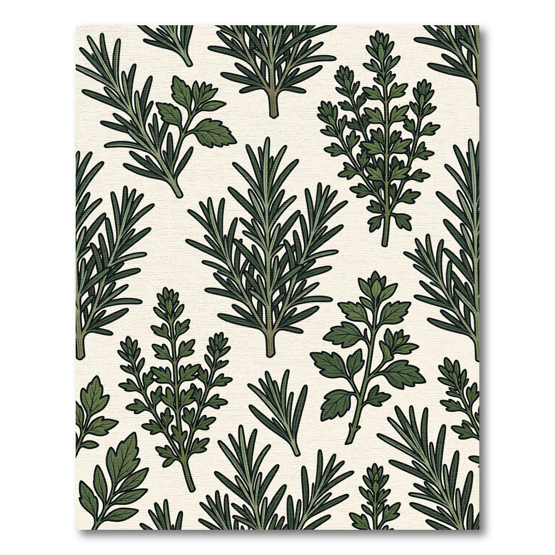 Botanical Green Culinary Herb Illustration Rug