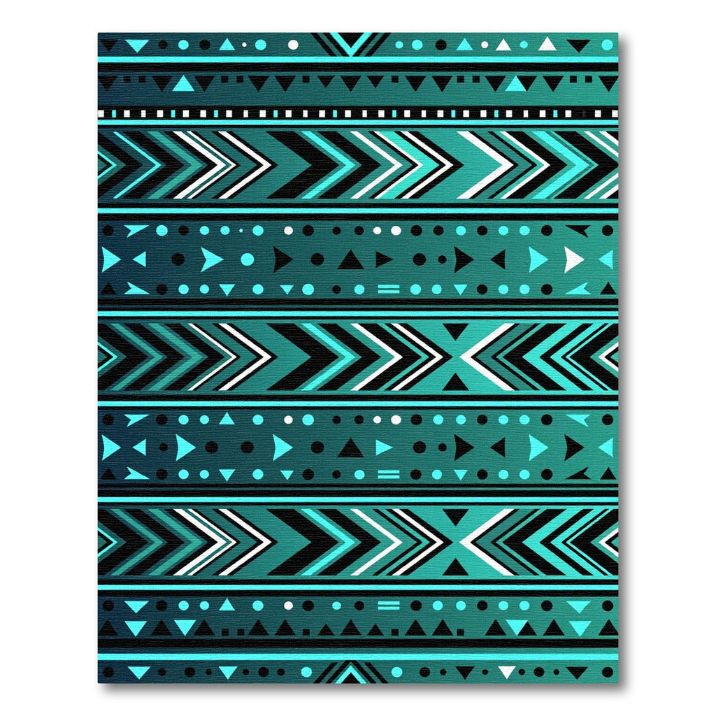 Teal Geometric Tribal Chevron Rug
