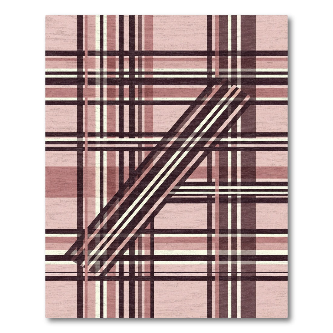 Mauve Plaid Diagonal Stripe Rug