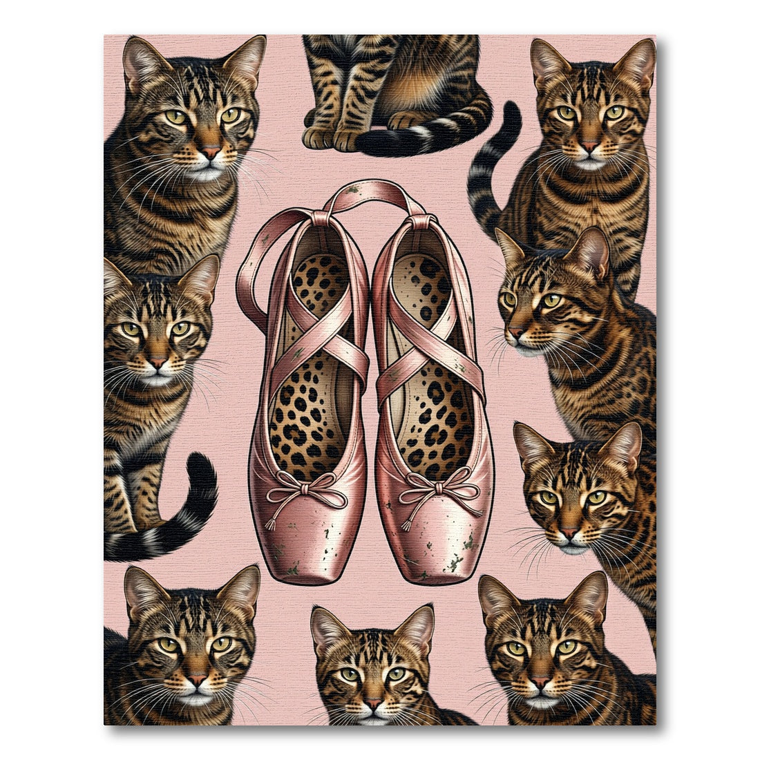 Whimsical Cats and Ballet Slippers Collage Rug