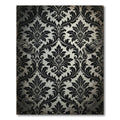 Classic Black Damask Scroll Ornament Rug