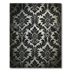 Classic Black Damask Scroll Ornament Rug