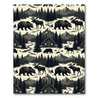 Rustic Mountain Bear and Moose Woodland Rug
