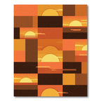 Geometric Sunset Grid Warm Amber Art Rug