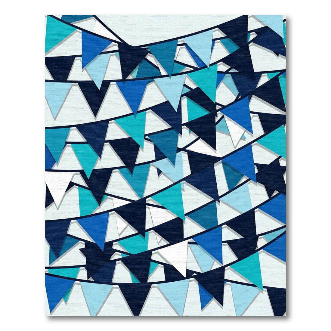 Geometric Blue Bunting Triangle Rug
