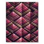 Sophisticated Gold and Magenta Geometric Pyramids Rug