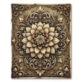 Antique Golden Ornate Floral Scroll Rug