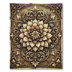 Antique Golden Ornate Floral Scroll Rug